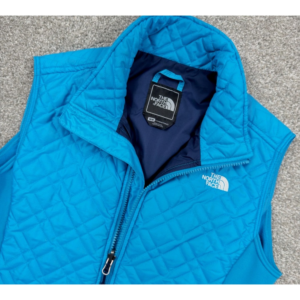 The North Face Womens M Quilted Insulated Vest Blue Full Zip Stretch